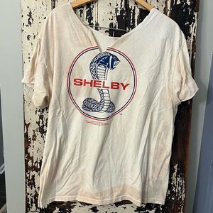 Women’s distressed Ford Shelby Mustang cutout customized T-shirt. Size XL.